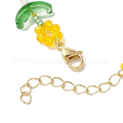 女性用ガラスビーズと天然タイガーアイビーズブレスレット  花  カラフル  6-1/4インチ（16cm）&nbsp;BJEW-MZ00259