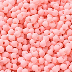 ゴム風ガラスシードビーズ  ピーナッツ  ピンク  6~6.5x3~3.5x3~3.5mm  穴：1mm  約4500個/ポンド&nbsp;SEED-Z003-01A