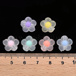透明なアクリルビーズ  艶消し  二層ビーズ  花  ミックスカラー  12x12.5x6mm  穴：2.5mm  約893個/500g&nbsp;TACR-S152-06C