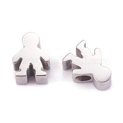 変色しにくい304ステンレススチールビーズ  男の子  ステンレス鋼色  9x7x3.5mm  穴：2x2.5mm&nbsp;STAS-F261-01P