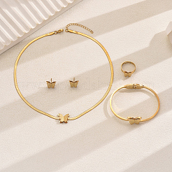 Stainless Steel Butterfly Bangle & Earrings & Necklaces & Rings Sets for Women&nbsp;RG3156