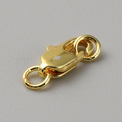 真鍮カニカン  丸カン付き  18KGP本金メッキ  10x5x2.5mm  穴：2.5mm&nbsp;LS-FIND-WH0110-859A-G
