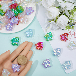48Pcs 6 Colors Christmas Rainbow Iridescent Plating Acrylic Beads&nbsp;MACR-SP0001-34