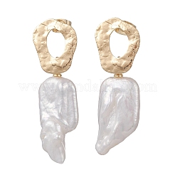 Nuggets Natural Keshi Pearl Dangle Stud Earrings&nbsp;EJEW-JE06980