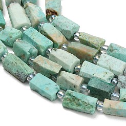 天然ペルーターコイズ（ジャスパー）ビーズ連売り  コラム  多面カット  シードビーズで  9~10x4.5~5.5x4.5~5.5mm  穴：1.1mm  約36個/連  15.94''（40.5センチメートル）&nbsp;G-NH0072-E04-01
