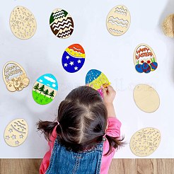 5 Sets 5 Styles DIY Easter Egg Shape Wood Pendant Decorations&nbsp;DIY-CJ0002-18