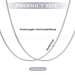 男性用ステンレススチールパンクベネチアンチェーンネックレス2個  ステンレス鋼色  19.69インチ（50cm）&nbsp;NJEW-LP0001-15P