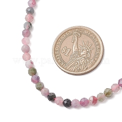 4.5MM Faceted Round Natural Multicolor Tourmaline Beaded Necklaces&nbsp;NJEW-JN05900