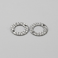 ステンレススチールのテクスチャリングコネクタチャーム  ステンレス鋼色  20x1.5mm  穴：2mm  内径：11.5mm&nbsp;AJEW-WH0650-09A