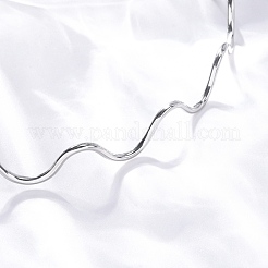 304ステンレススチール製ウェーブシェイプリンクチェーンネックレス（女性用）  ステンレス鋼色  12.60インチ（32cm）&nbsp;NJEW-S439-08P