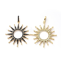 Brass Micro Pave Black Cubic Zirconia Solar Eclipse Pendants&nbsp;KK-I658-56