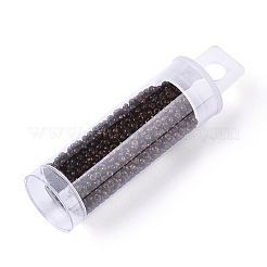 チェコガラスビーズ  ラウンドガラスシードビーズ  ベーキングペイントスタイル  ココナッツブラウン  11/0  2x1.2mm  穴：0.7mm  約10 G /ボトル&nbsp;SEED-R047-A-99110