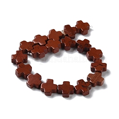 天然石レッドジャスパービーズ連売り  クロス  13~13.5x12.5~13.5x4~5mm  穴：1mm  約18個/連  9.21''（23.4センチメートル）&nbsp;G-M418-B07-01