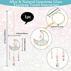 1Pc Alloy & Natural Gemstone Chips Moon Hanging Ornaments&nbsp;HJEW-BBC0001-17A