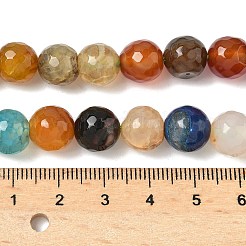 天然石瑪瑙ビーズ連売り  染め＆加熱  多面カット  ラウンド  ミックスカラー  10mm  穴：0.8mm  約37個/連  14.96''（38センチメートル）&nbsp;X-G-M437-C01-01T