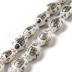 Handmade Printed Porcelain Beads&nbsp;PORC-F005-03A