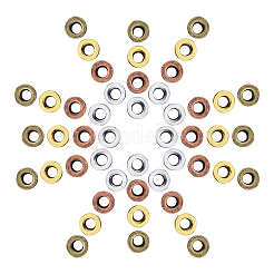 チベット風合金ビーズ  鉛フリー及びカドミウムフリー  ドーナツ  ミックスカラー  6x2mm  穴：2.5mm  140個/カラー  4色  560個/箱&nbsp;PALLOY-CJ0001-51-RS