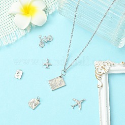 6Pcs 6 Styles Brass Micro Pave Clear Cubic Zirconia Charms&nbsp;KK-CJ0003-31