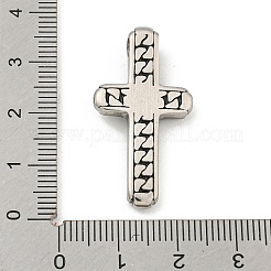 304ステンレスペンダント  ジェットラインストーン付き  クロスチャーム  ステンレス鋼色  33x17.5x5mm  穴：3mm&nbsp;STAS-F307-02P