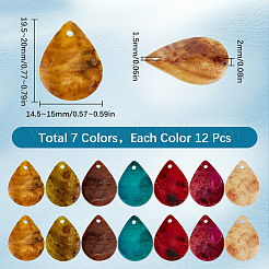 84 個 7 色スプレー塗装天然アコヤ貝ペンダント  ティアドロップチャーム  ミックスカラー  19.5~20x14.5~15x2mm  穴：1.5mm  12個/カラー&nbsp;FIND-SC0010-27