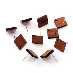 Coconut Brown Wood Stud Earring Findings&nbsp;EJEW-CJC0001-11