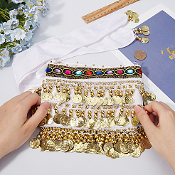 Golden Alloy Three Layers Flat Round Waist Belt&nbsp;AJEW-WH20002-09B