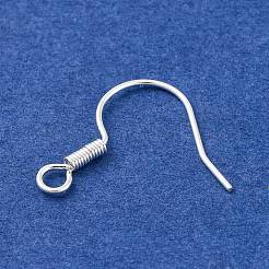 真鍮のピアスフック  耳ワイヤー  水平ループ付き  ニッケルフリー  銀色のメッキ  17mm  穴：1.5mm  21ゲージ  ピン：0.7mm&nbsp;KK-Q363-S-NF