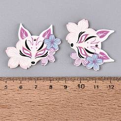 印刷されたアクリルパーツ  キツネ  スミレ  30x37.5x2.5mm  穴：1.5mm&nbsp;OACR-D008-05