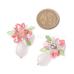 Flower Handmade Glass Seed Beads Stud Earrings&nbsp;EJEW-MZ00449