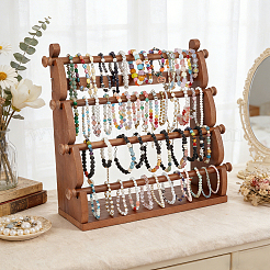4-Tier Pine Wood Bracelet Organizer Display Riser Stands&nbsp;BDIS-WH0021-002