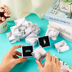 Square Marble Texture Cardboard Jewelry Ring Boxes&nbsp;CON-TAC0009-05A