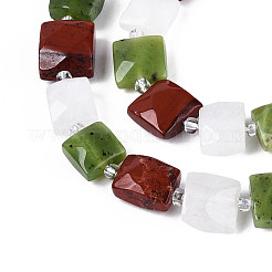Natural Canada Jade & Red Jasper & Rainbow Moonstone Beads Strands&nbsp;G-T144-18A-01