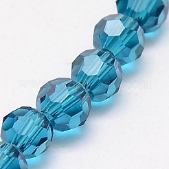 ガラスビーズ連売り  多面カット  ラウンド  スチールブルー  6mm  穴：1.2mm  約88~91個/連  19.49インチ〜20.08インチ（49.5~51cm）&nbsp;EGLA-J042-6mm-14