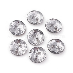 アクリルラインストーンボタン  2穴  フラットラウンド  透明  13x3.5mm  穴：1.6mm&nbsp;BUTT-TAC0001-01