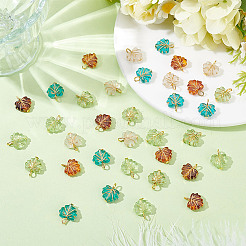 透明アクリルと鉄のペンダント  葉  ミックスカラー  14~14.5x12.5~13x4.5mm  穴：3mm  40個/カラー&nbsp;PALLOY-HY00110