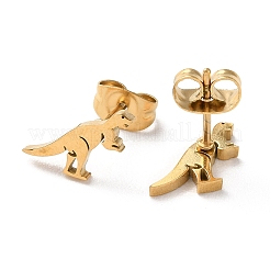 304ステンレススチールスタッドピアス  恐竜  ゴールドカラー  12x7mm&nbsp;EJEW-B022-01G