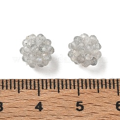 天然ラブラドライトの織りビーズ  クラスタビーズ  多面カット  ラウンド  8~9mm  穴：1.6mm&nbsp;GG-CBA2E9C-F21-01