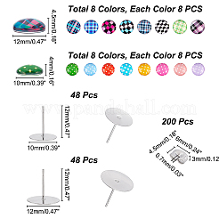 DIY Half Round with Tartan Pattern Stud Earrings Making Kit&nbsp;DIY-CA0003-66