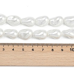 電気メッキ磁器模造真珠ビーズ連売り  バロック  ホワイト  15x11x10mm  穴：1.2mm  約27個/連  16.02''（40.7センチメートル）&nbsp;BSHE-Z009-03A