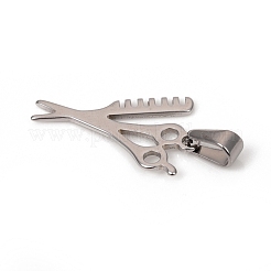 変色しない304ステンレススチールペンダント  くしとはさみ  ステンレス鋼色  27x16.5x1.5mm  穴：3.5x6.5mm&nbsp;STAS-G235-01P