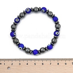 Handmade Evil Eye Lampwork Beads Stretch Bracelets&nbsp;BJEW-JB04461-02