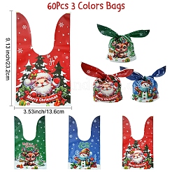 60Pcs 3 Colors Christmas Theme Rabbit Shaped Candy Plastic Bags&nbsp;ABAG-FS0001-05