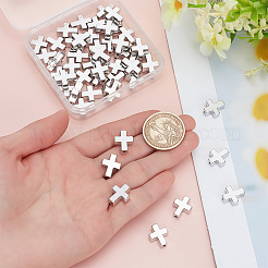 チベットスタイルの合金ビーズ50個。  カドミウムフリー＆鉛フリー  クロス  アンティークシルバー  15x12x5mm  穴：2mm&nbsp;FIND-HY0004-27