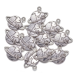 亜鉛合金チャーム  鉛フリー及びカドミウムフリー  アンティークシルバー  地球  18x18x2mm  穴：2mm&nbsp;X-PALLOY-A14128-AS-LF