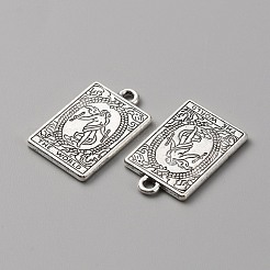 亜鉛チベット風合金ペンダント  アンティークシルバー  タロット カード 模様の四角形  世界xxi  23x14x1.5mm  穴：1.8mm&nbsp;FIND-WH0116-78AS-03