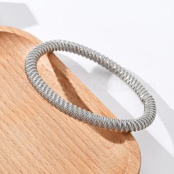 女性用304ステンレススチールストレッチバングル  ステンレス鋼色  1/4インチ（0.6cm）  内径：2-3/8インチ（6.05cm）&nbsp;LS-BJEW-P315-02G-P