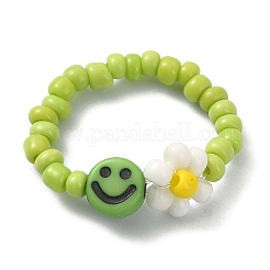 Glass Seed Beaded Stretch Ring&nbsp;RJEW-TA00079-01