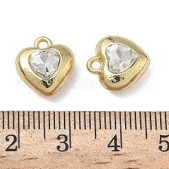 合金ラインストーンチャーム  ハートチャーム  鉛フリー＆カドミウムフリー  ゴールドカラー  13x12x6.5mm  穴：1.6mm&nbsp;FIND-L026-05G-01