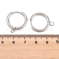 316ステンレススチール製ハギーフープピアス金具  カン付き  長持ちメッキ  ステンレス鋼色  19.5x2.5mm  穴：2.5mm  ピン：1mm&nbsp;EJEW-B158-01D-P