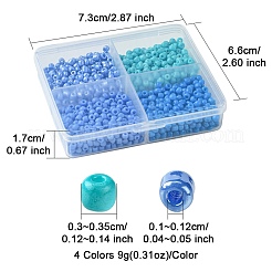 36g4色ベーキングペイントガラスシードビーズ  コーンフラワーブルー  8/0  3~3.5x2mm  穴：1~1.2mm  約9g /カラー&nbsp;SEED-FS0001-20A